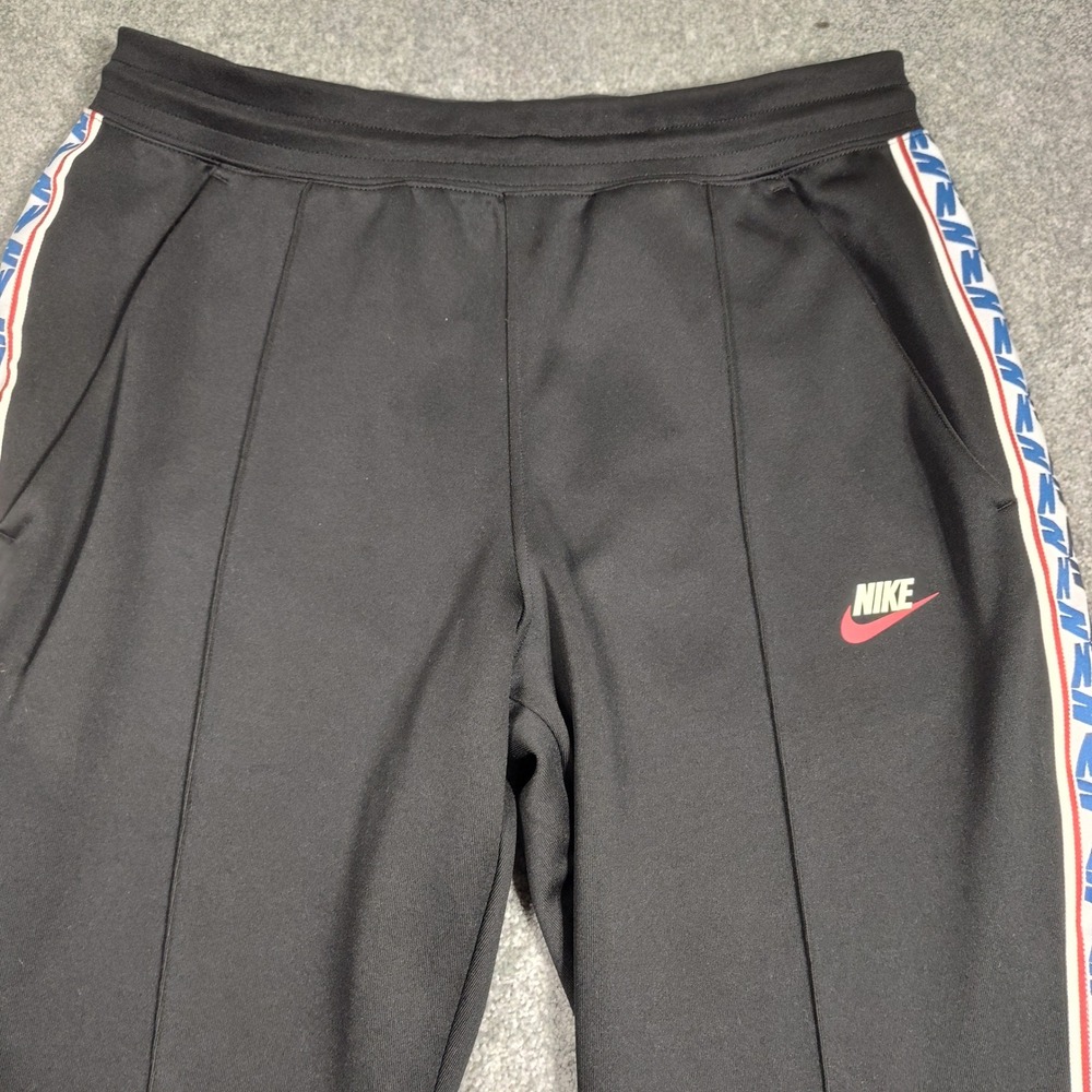 Nike Track Pants Snap Button Side Logo Black Athletic Mens Size L